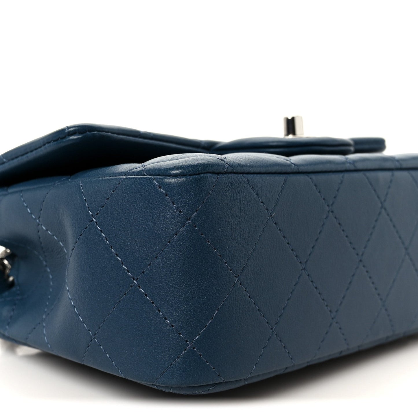 Lambskin Quilted Mini Rectangular Flap Blue