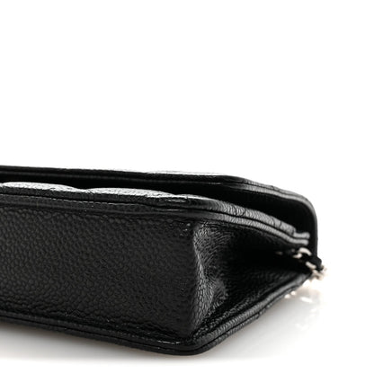 Caviar Quilted Wallet on Chain WOC Black