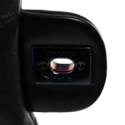 Lambskin Quilted Cockpit Flap Bag Black