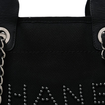 Canvas Pearl Medium Deauville Tote Black