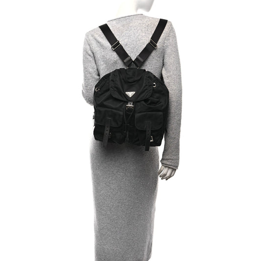 Tessuto Nylon Saffiano Medium Backpack Black