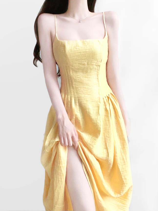 2025 Summer New French Retro Floral Beach Seaside Holiday Suspender Dress R0933