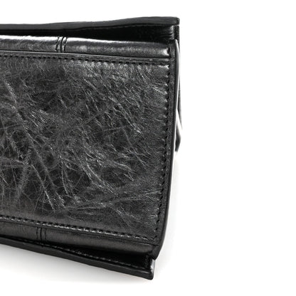 Metallic Crushed Calfskin Medium Crush Chain Bag Steel Grey
