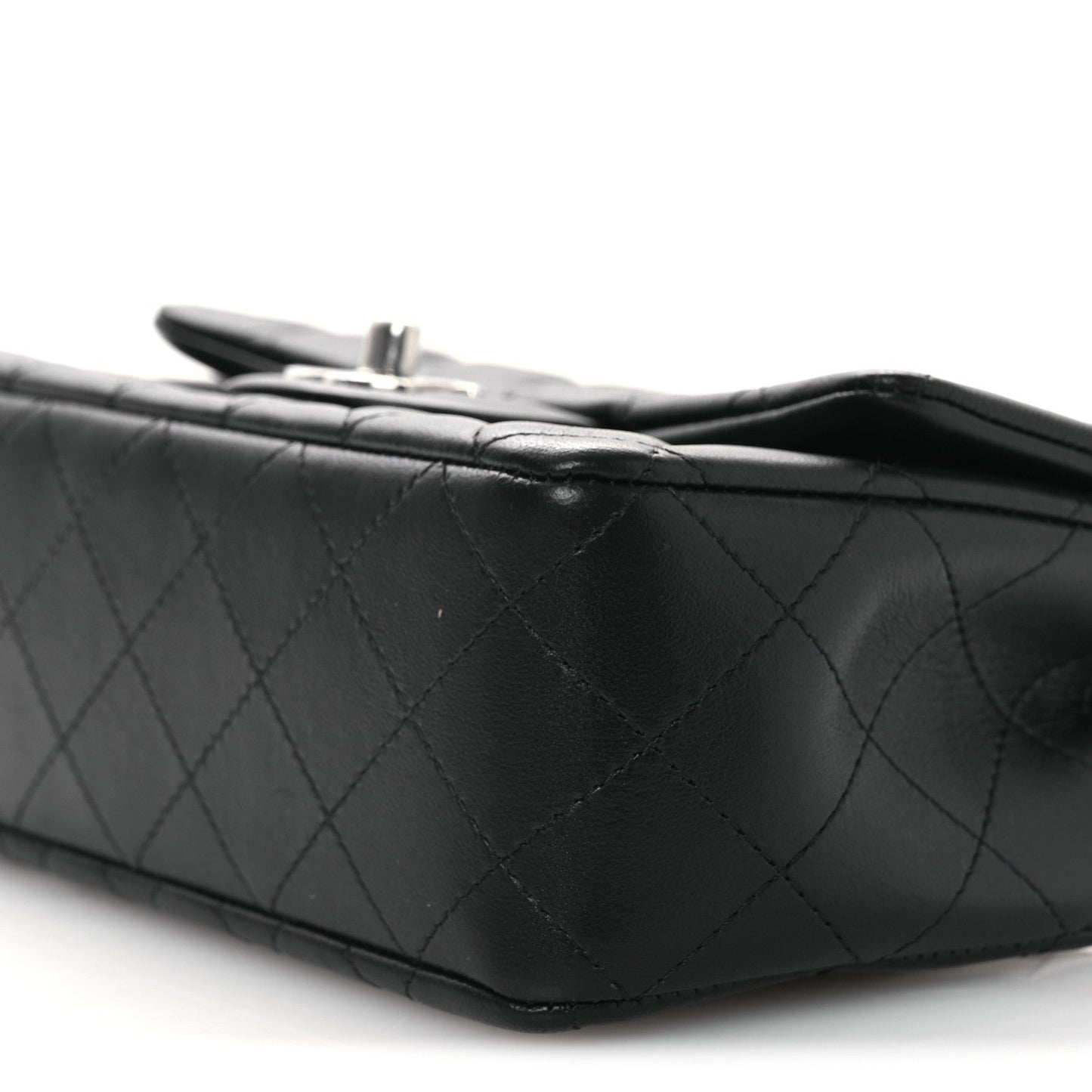 Lambskin Quilted Mini Rectangular Flap Black