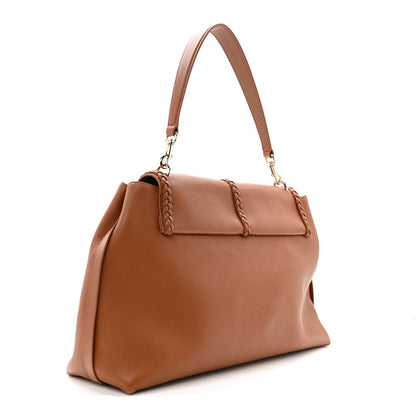 Grained Calfskin Large Penelope Shoulder Bag Caramel
