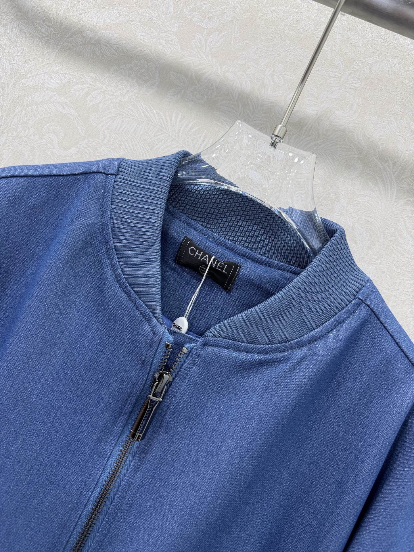 CC 26s Ribbed Collar and Stripe Jacket Blue Denim 353034