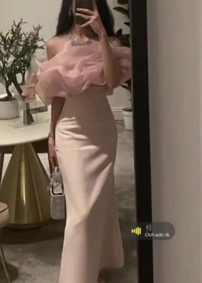 Elegant Off The Shoulder Long Prom Dress Sheath Evening Gown cc1564