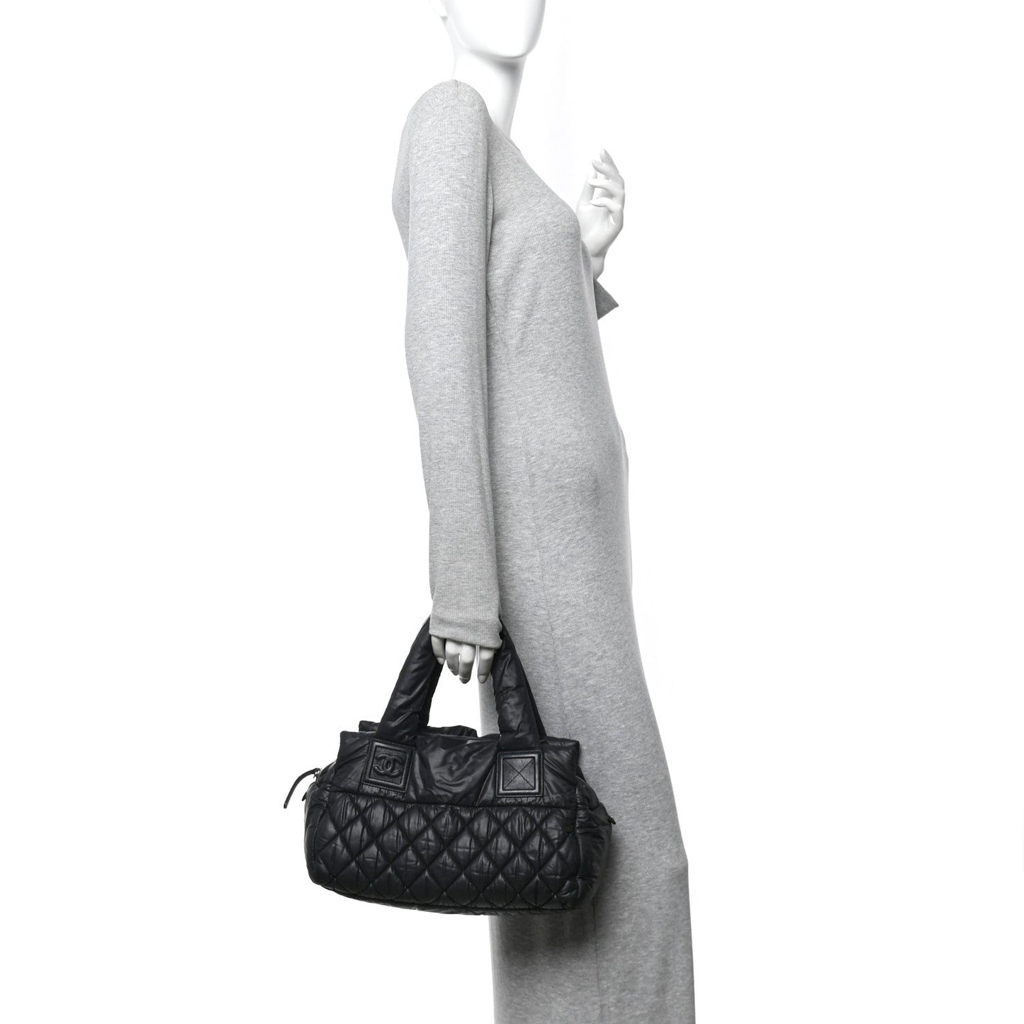 Nylon Coco Cocoon Zipped Tote Black