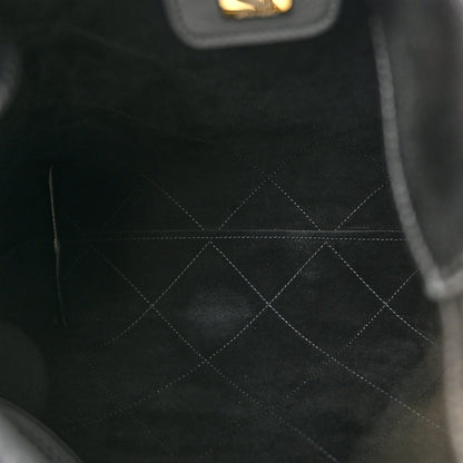 Shiny Lambskin Quilted Medium Hobo Black