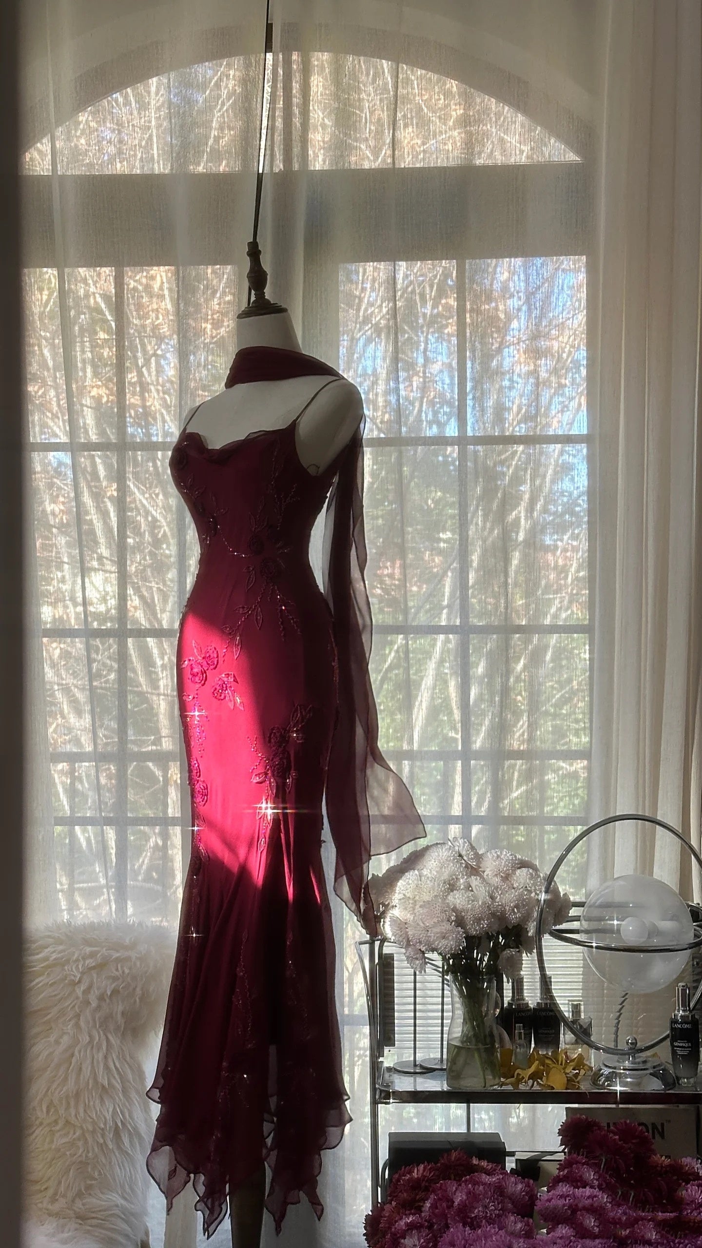 Elegant Mermaid Spaghetti Straps Burgundy Chiffon Prom Dress Inspiration Trending Prom Gown Prom Dresses