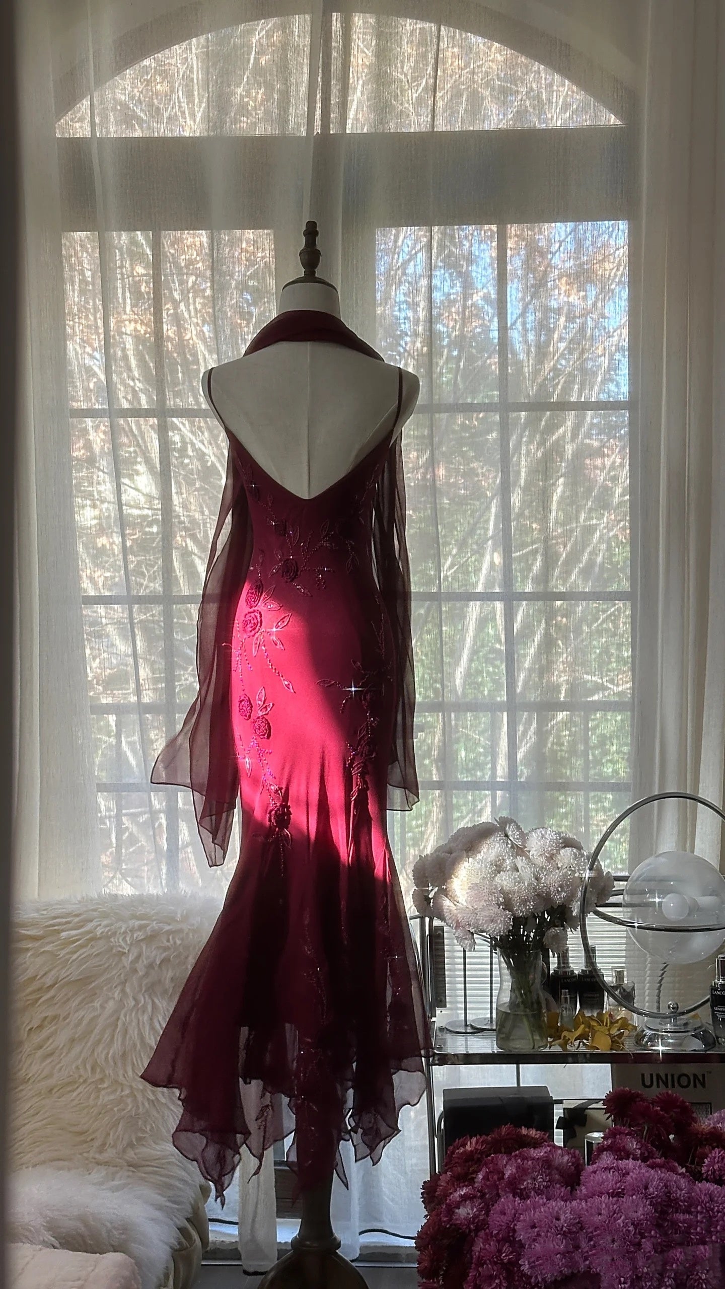 Elegant Mermaid Spaghetti Straps Burgundy Chiffon Prom Dress Inspiration Trending Prom Gown Prom Dresses