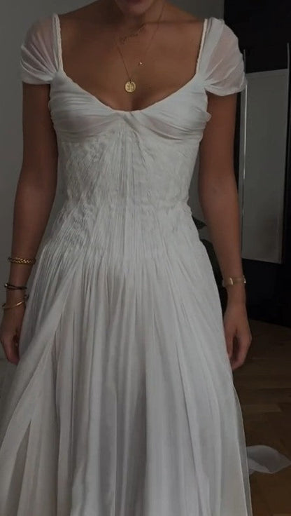 Elegant White A-Line Bride Gown Enchanted Chiffon Luxury Wedding Dresses