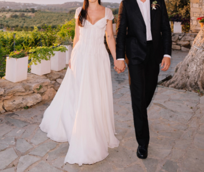 Elegant White A-Line Bride Gown Enchanted Chiffon Luxury Wedding Dresses