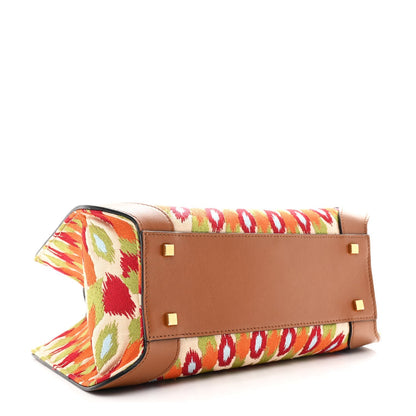 Canvas Calfskin Embroidered Small Vlogo Signature Bag Multicolor Saddle Brown