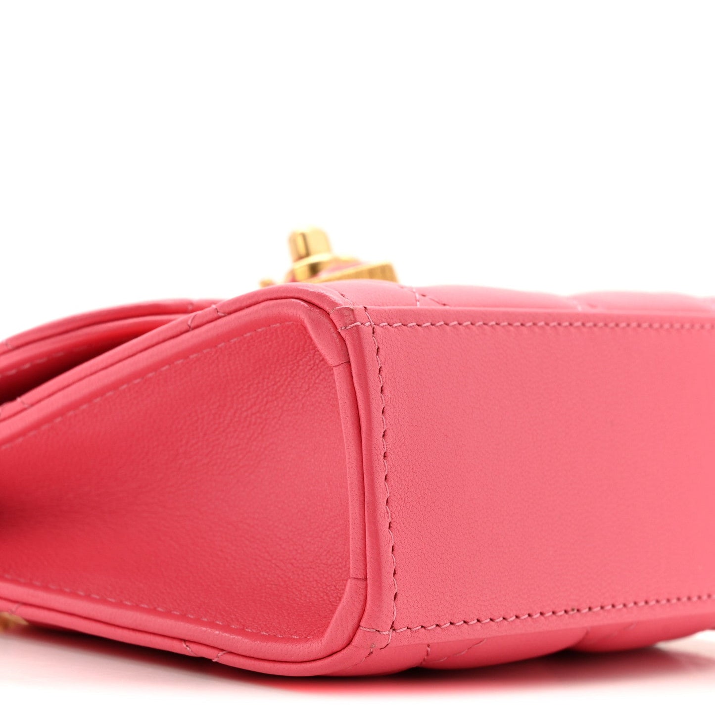 Lambskin Plexiglass Quilted Coco Love Clutch With Chain Pink