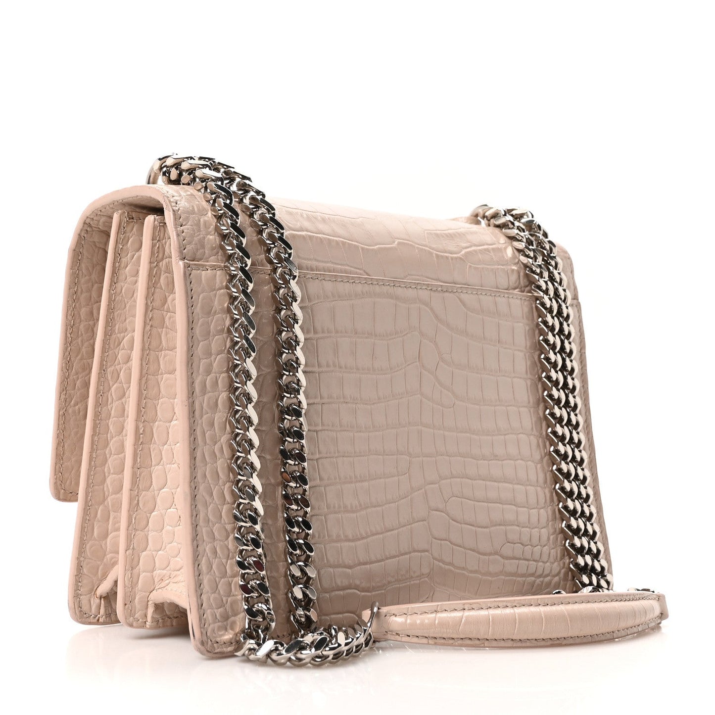 Calfskin Crocodile Embossed Medium Monogram Sunset Rose Antic