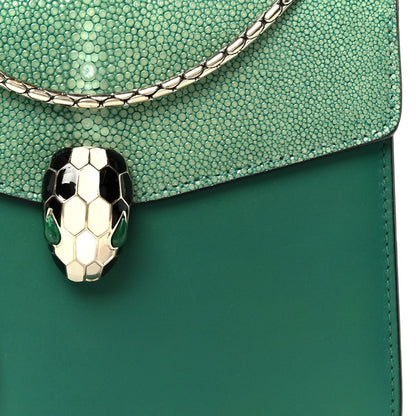 Galuchat Calfskin Serpenti Forever Crossbody Bag Green
