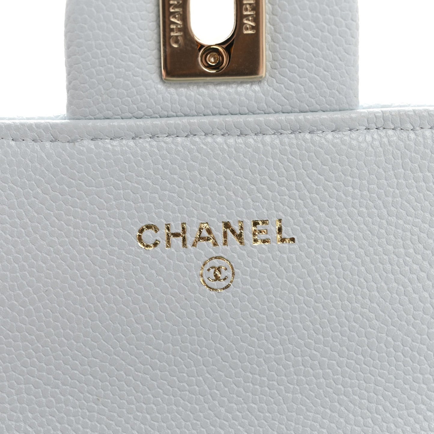 Caviar Quilted Mini Retro Twist Top Handle Flap Light Blue