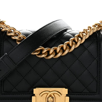 Caviar Quilted Small Boy Flap Black