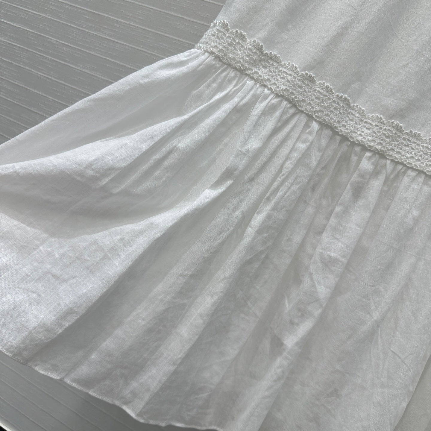 Celine 25 Embroidered V-neck Dress White Cotton