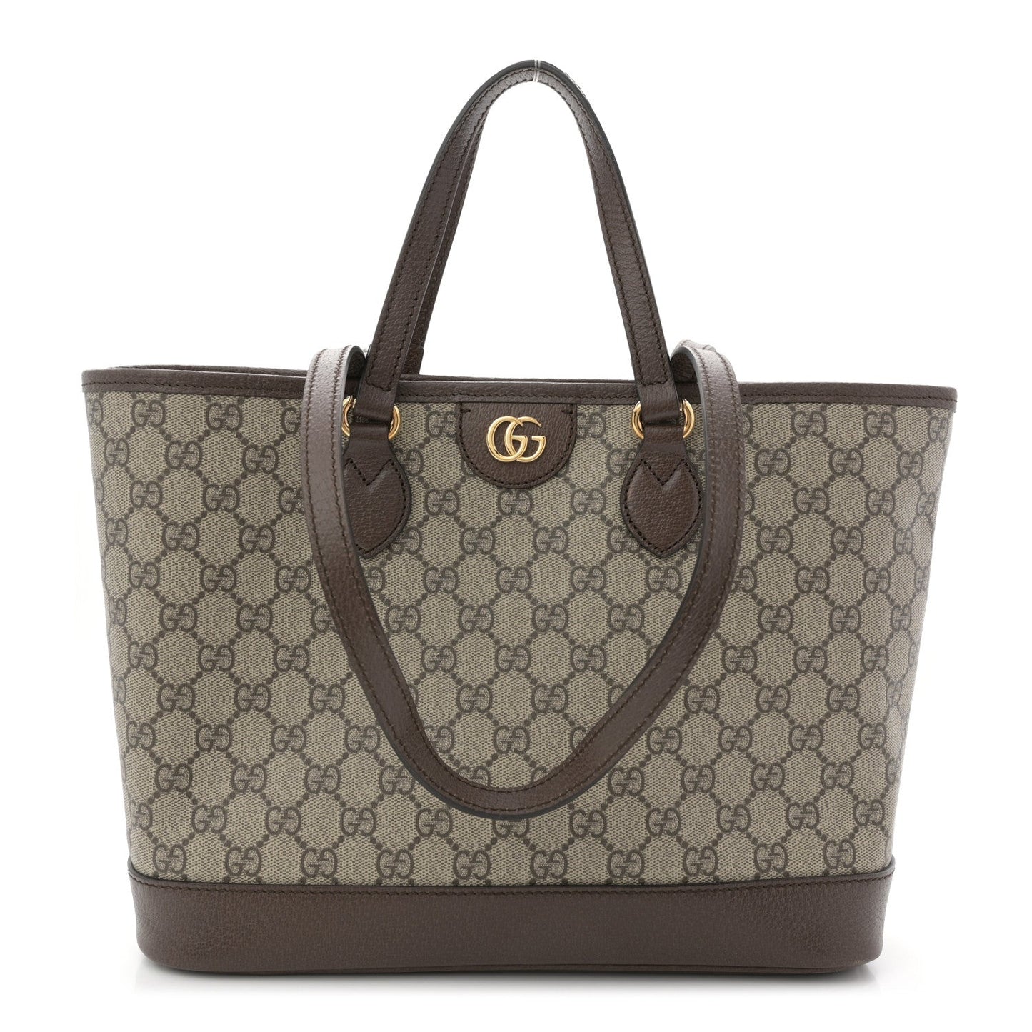 GG Supreme Monogram Textured Calfskin Small Ophidia Shoulder Tote Bag Beige Ebony New Acero