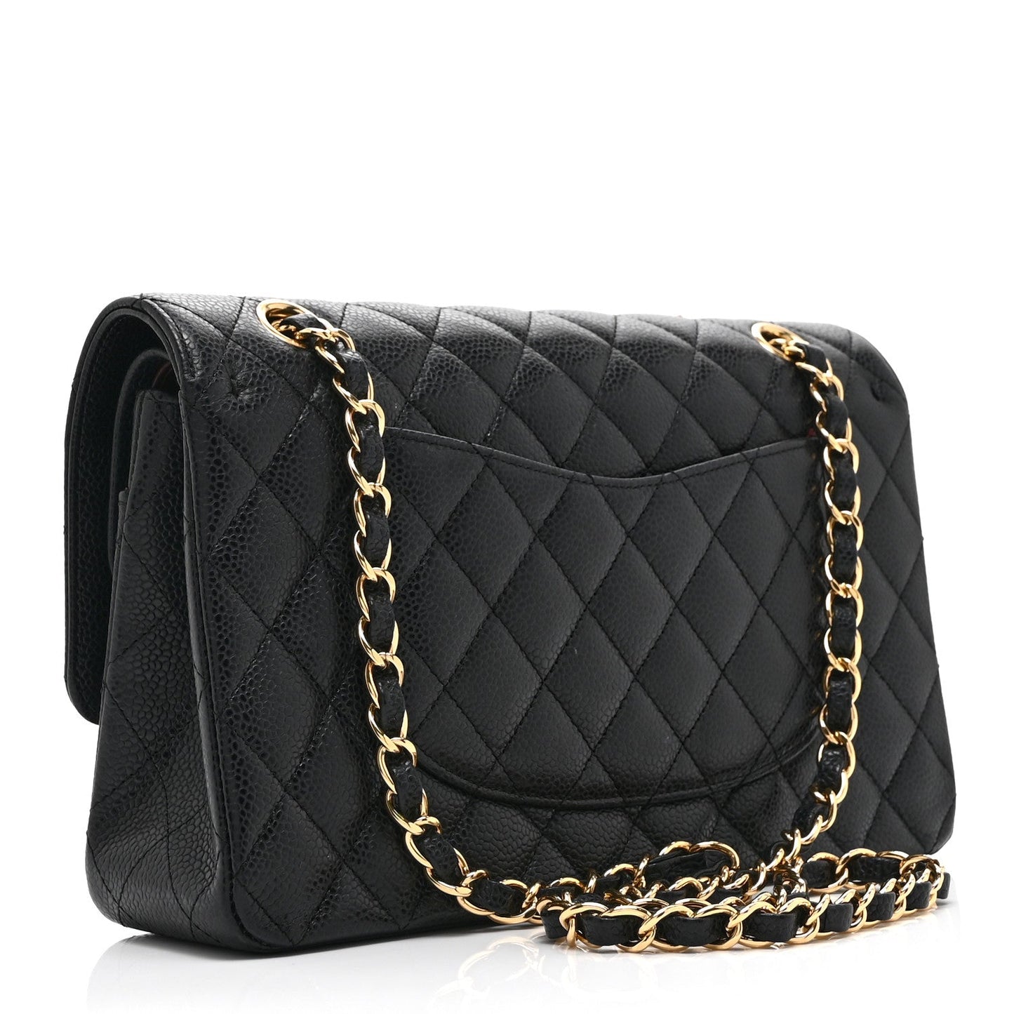 Caviar Quilted Medium Double Flap Black