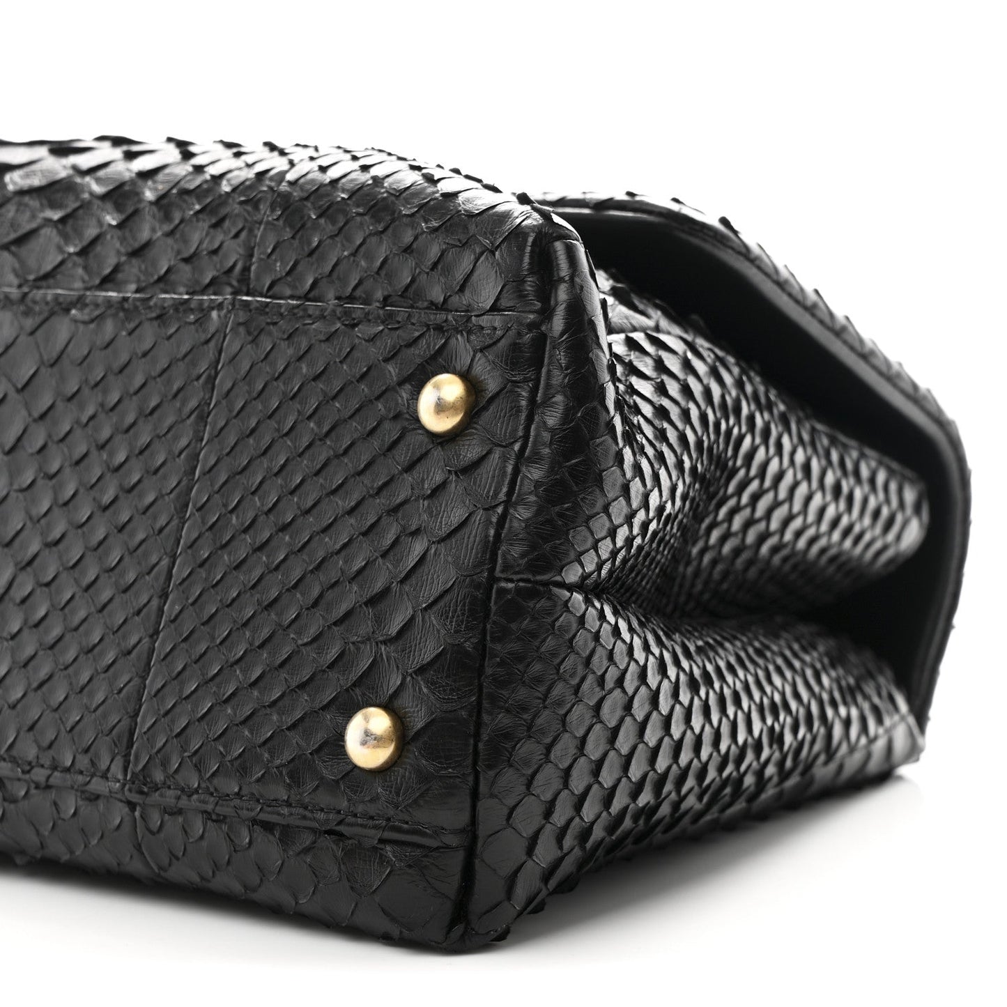 Snakeskin Small Coco Handle Flap Black