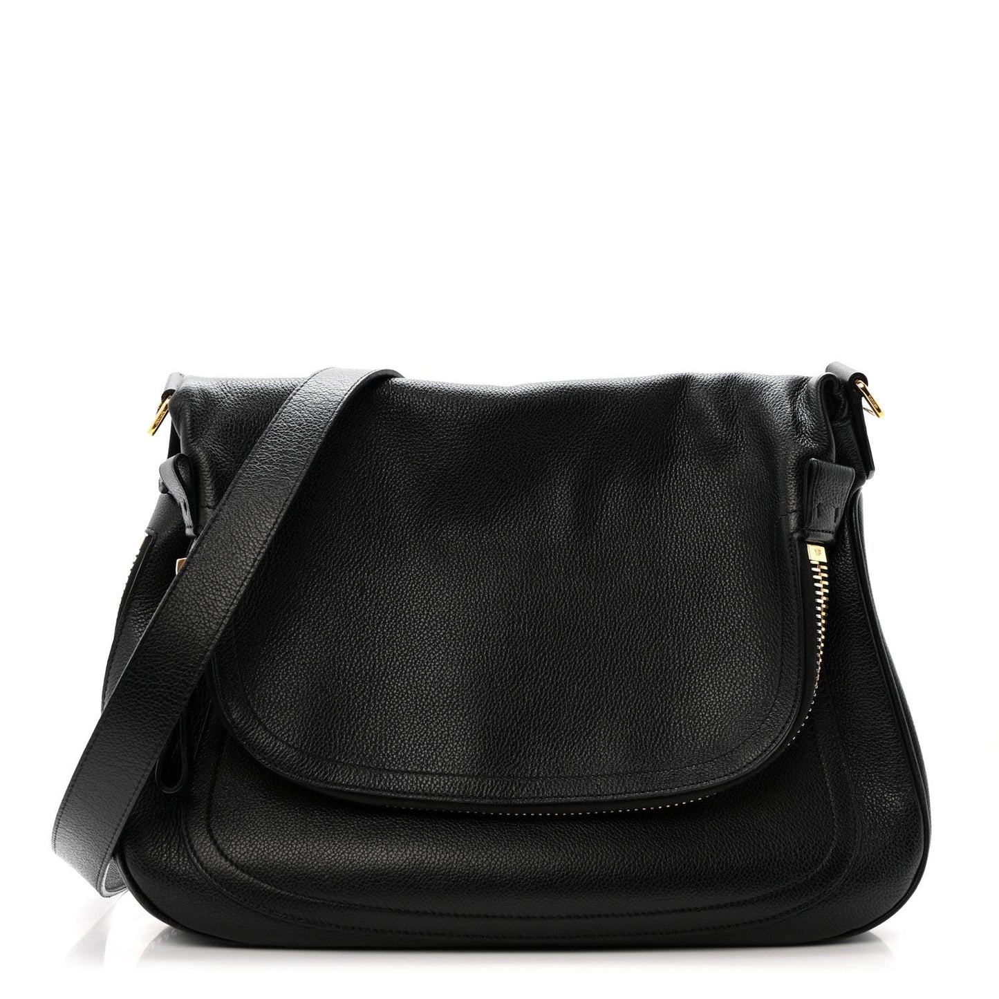 Grained Calfskin Medium Jennifer Crossbody Bag Black