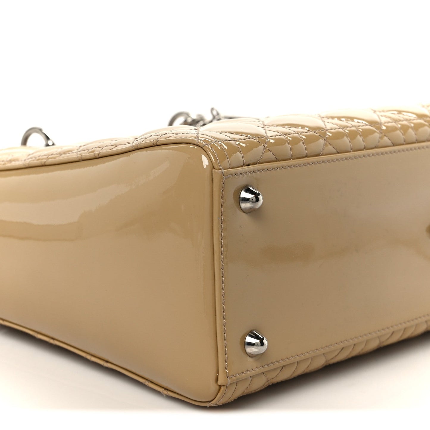 Patent Cannage Large Lady Dior Dark Beige