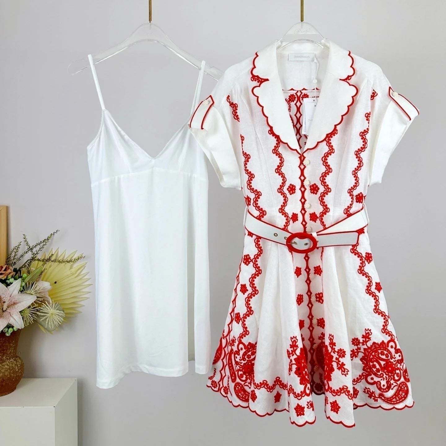 ZIMMERMANN EMBROIDERED SHORT-SLEEVE MINI DRESS 270267
