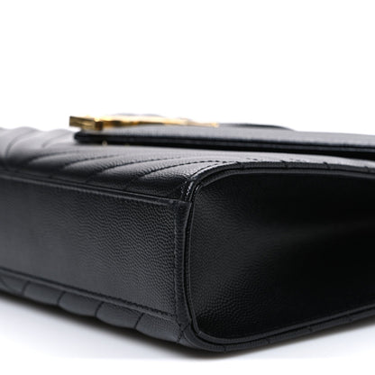 Grain De Poudre Matelasse Chevron Medium Monogram Satchel Black