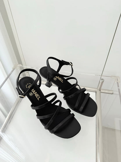 Chanel Cruise 26 Sandal 70mm Black Lambskin 597360