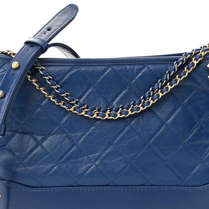 Patent Goatskin Quilted Medium Gabrielle Hobo Blue