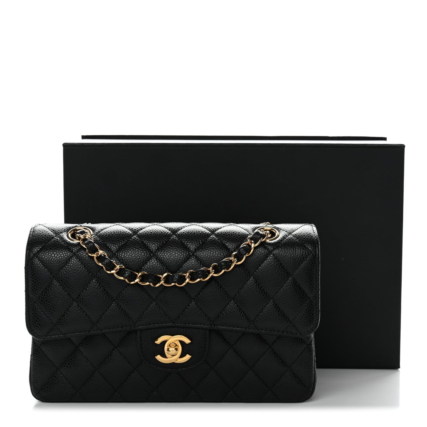 Caviar Quilted Small Double Flap Black