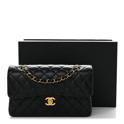 Caviar Quilted Small Double Flap Black