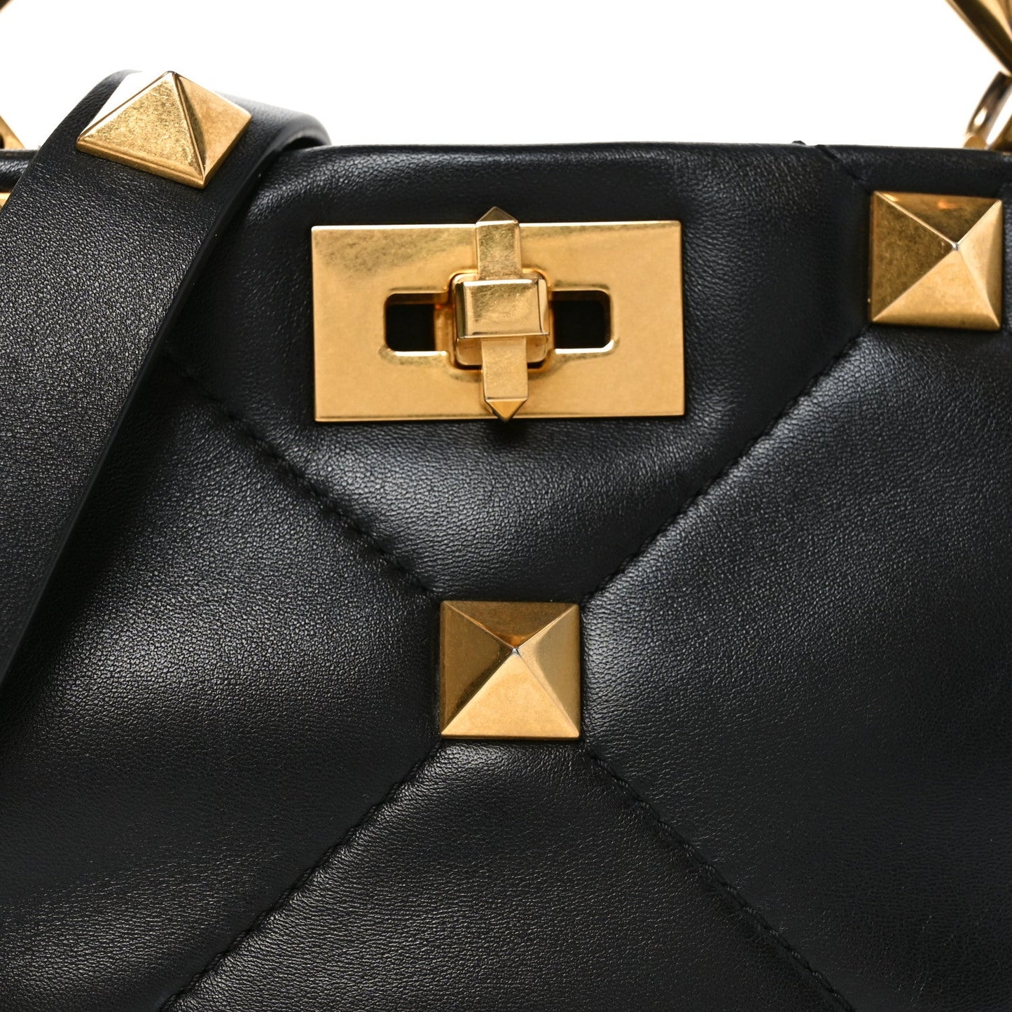 Nappa Mini Roman Stud The Handle Bag Black