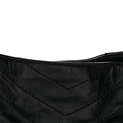 Crinkled Calfskin Matelasse Monogram Medium Niki Shopper Tote Black