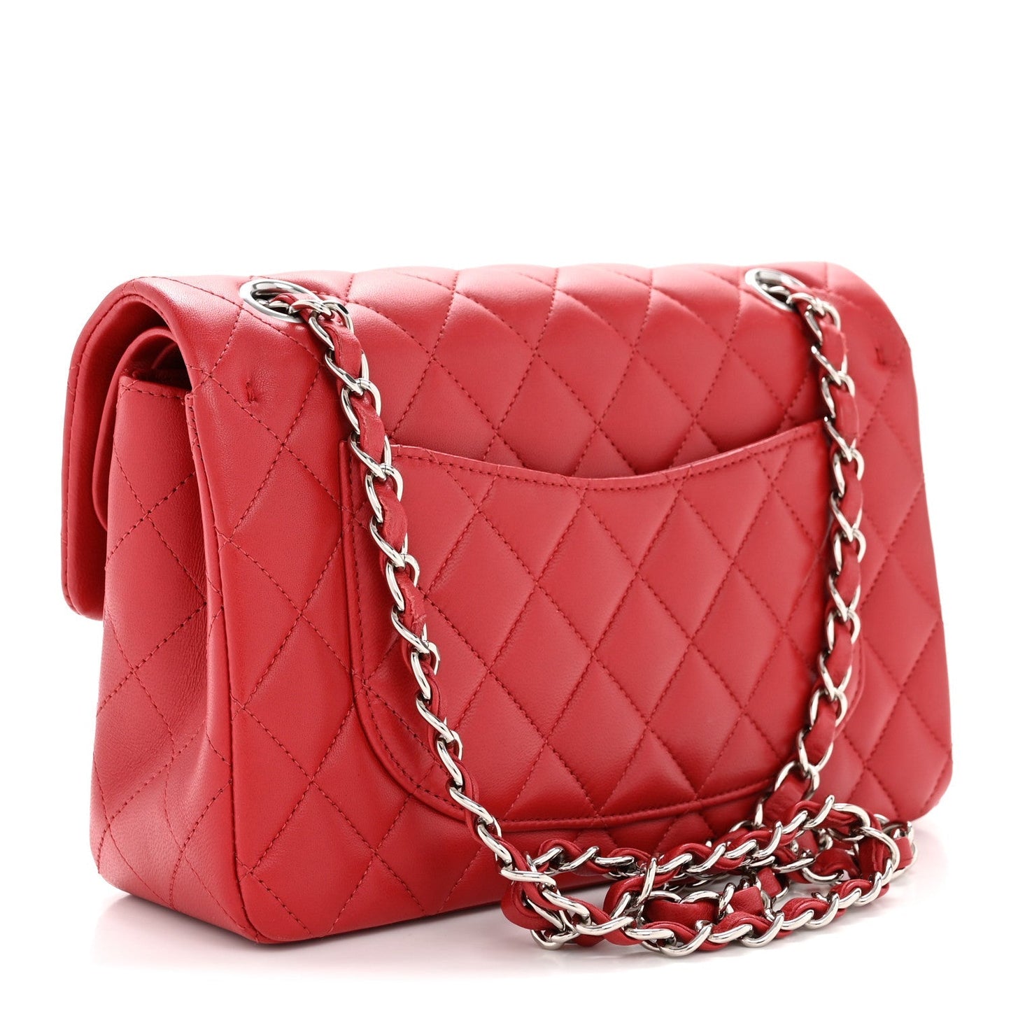 Lambskin Quilted Small Double Flap Dark Red