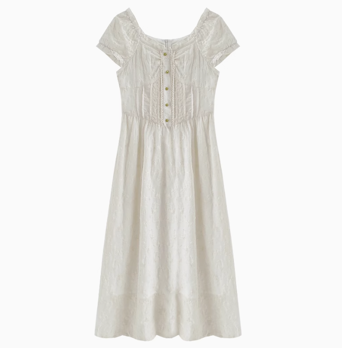 2025 summer new French high-end white dress short-sleeved skirt R1892