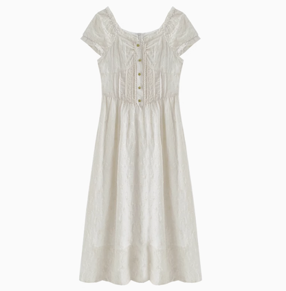 2025 summer new French high-end white dress short-sleeved skirt R1892