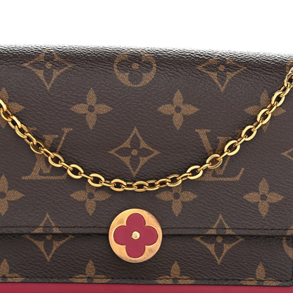 Monogram Flore Chain Wallet Fuchsia