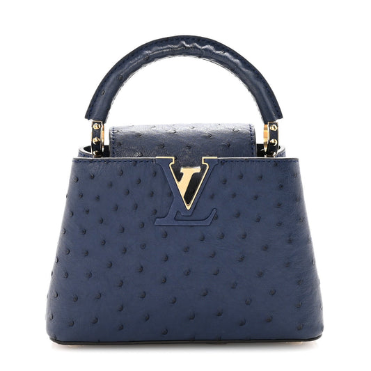 Ostrich Capucines Mini Indigo