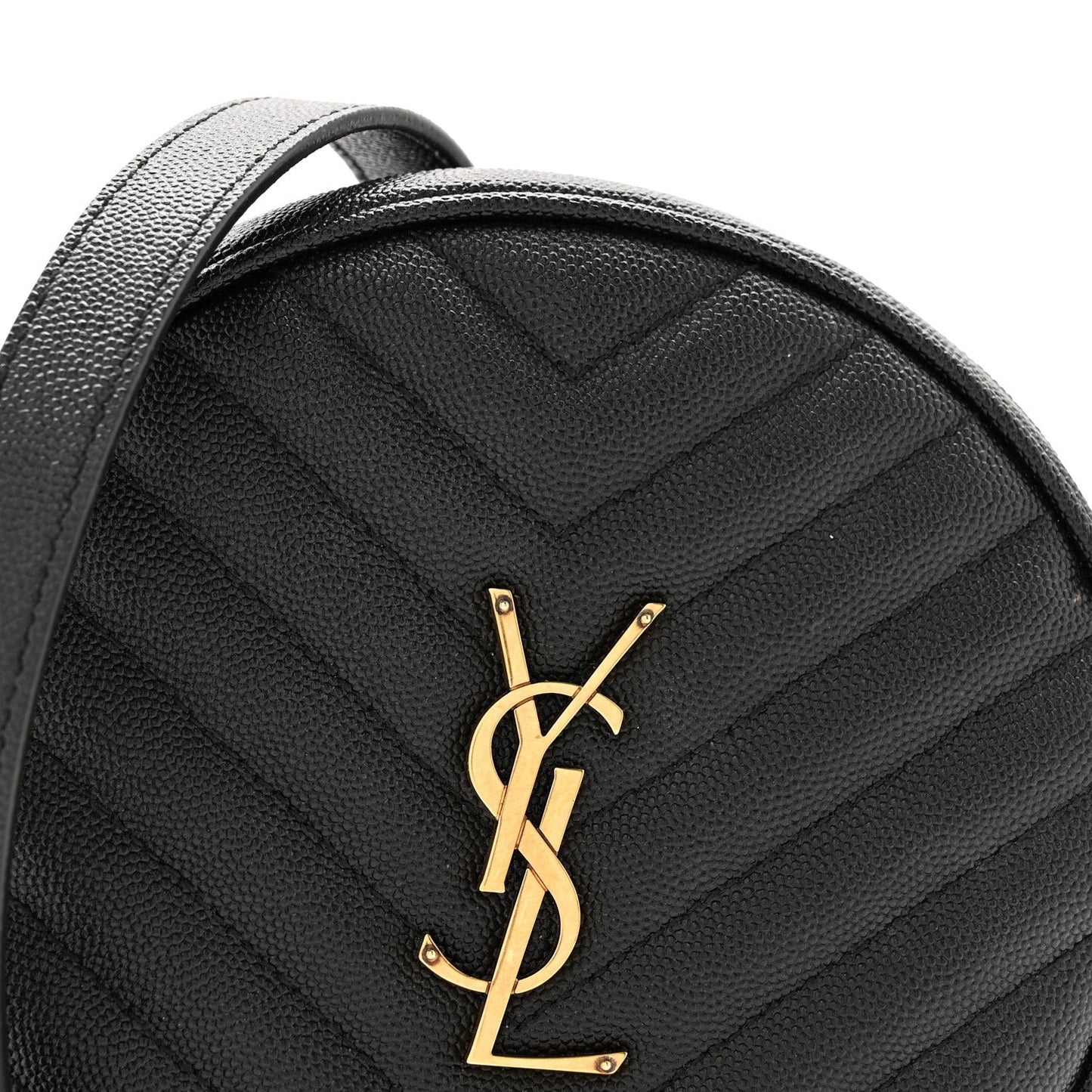 Grain De Poudre Matelasse Chevron Quilted Round Vinyle Camera Bag Black