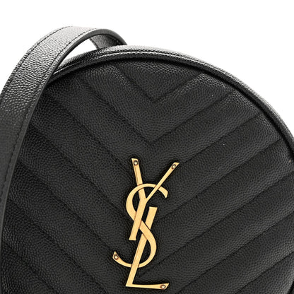 Grain De Poudre Matelasse Chevron Quilted Round Vinyle Camera Bag Black