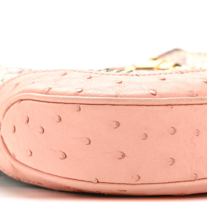 Snakeskin Ostrich Calfskin Small Jackie 1961 Hobo Pink Multicolor
