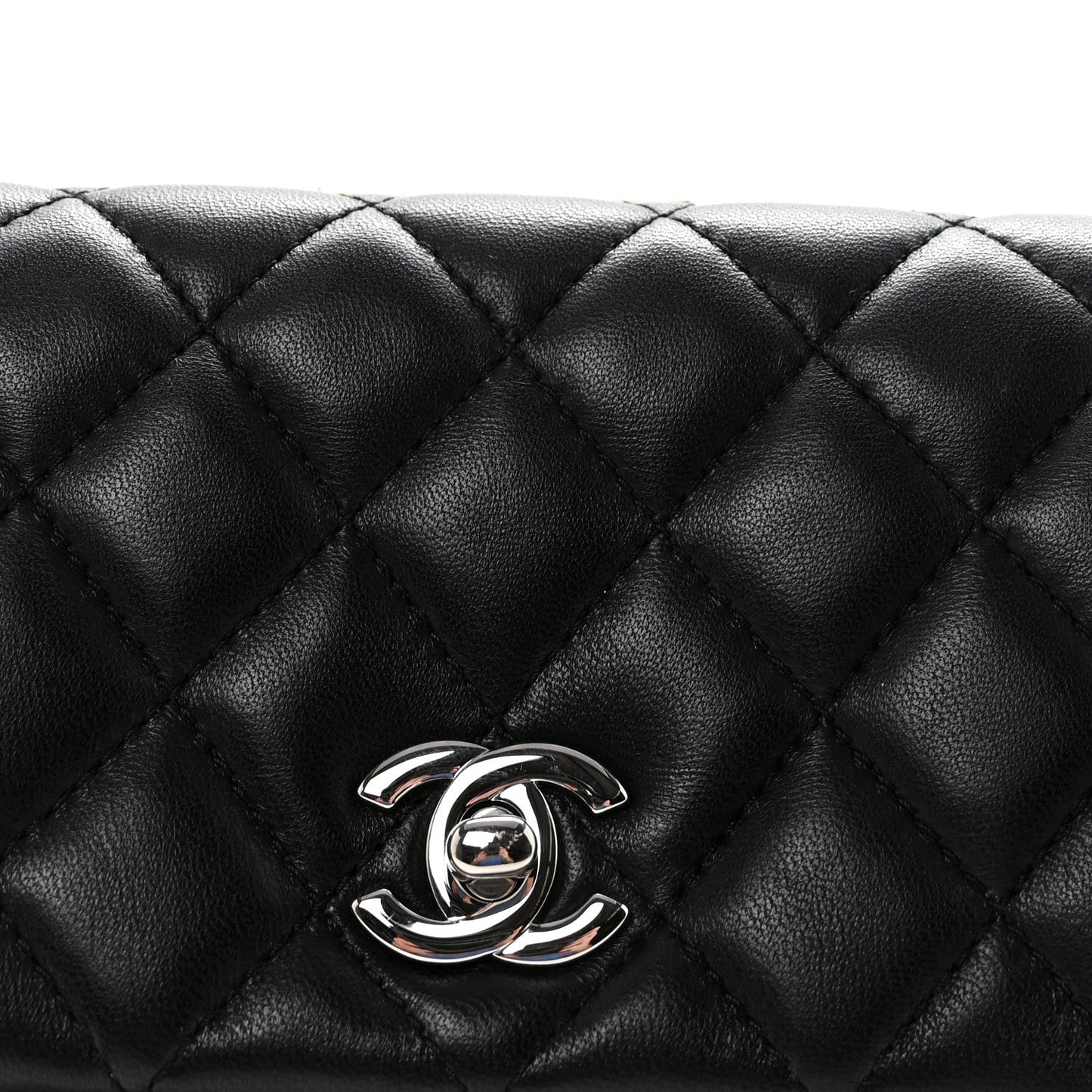 Lambskin Quilted Fold Up Again Clutch Black