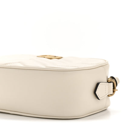 Calfskin Matelasse Small GG Marmont Chain Shoulder Bag White