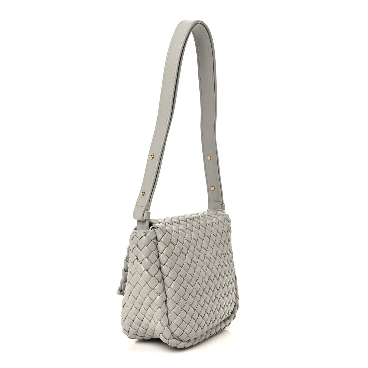 Nappa Intrecciato Small Cobble Shoulder Bag Agate Grey