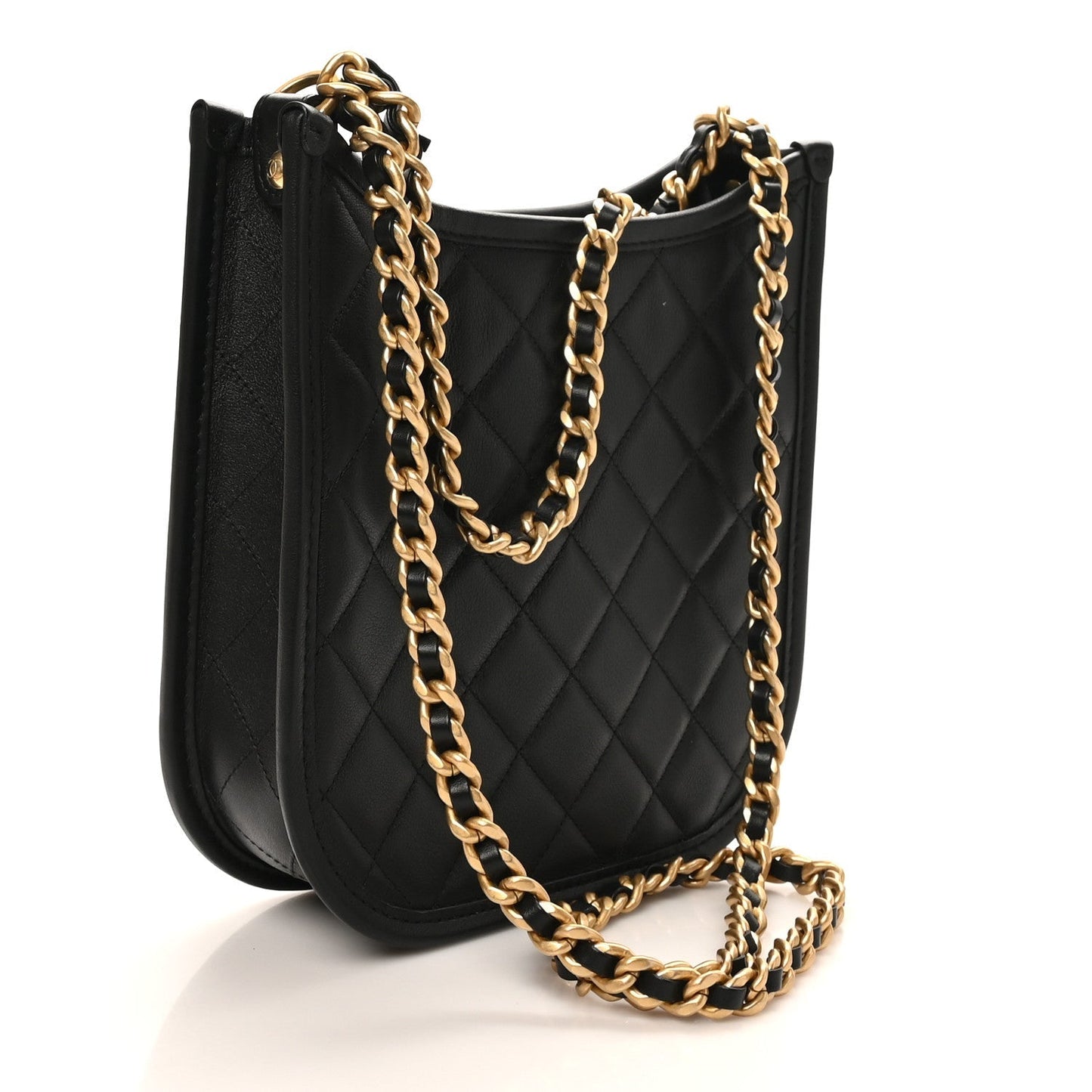 Calfskin Quilted CC Hobo Handbag Black