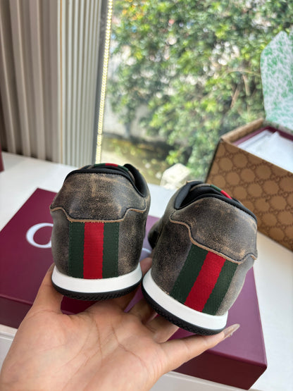 Gucci Shift Damensneaker Varianten Schwarzes Vintage Grey Brown Leder 506843